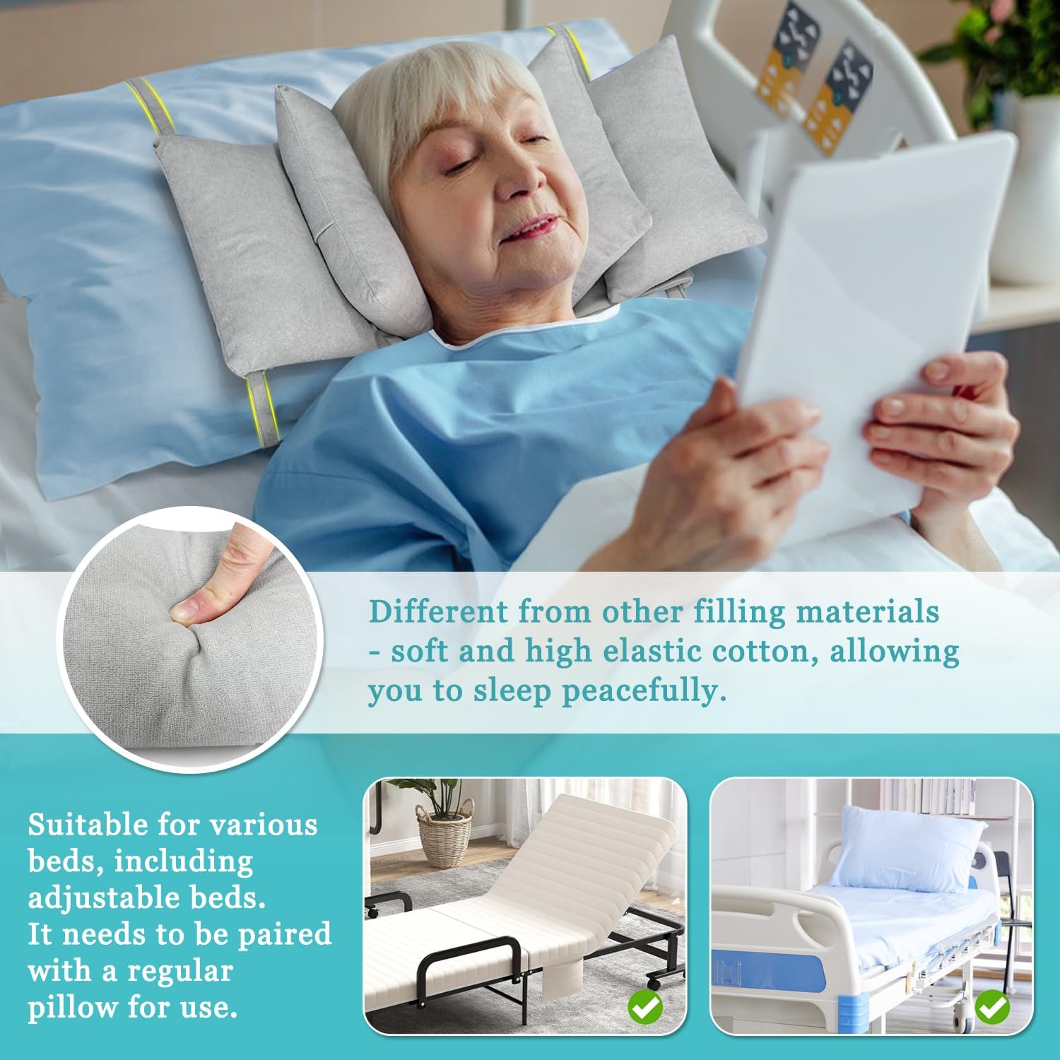 Neck Wedge Stabilizer Pillow for Sleeping Head Upright Medical Positioning V1255