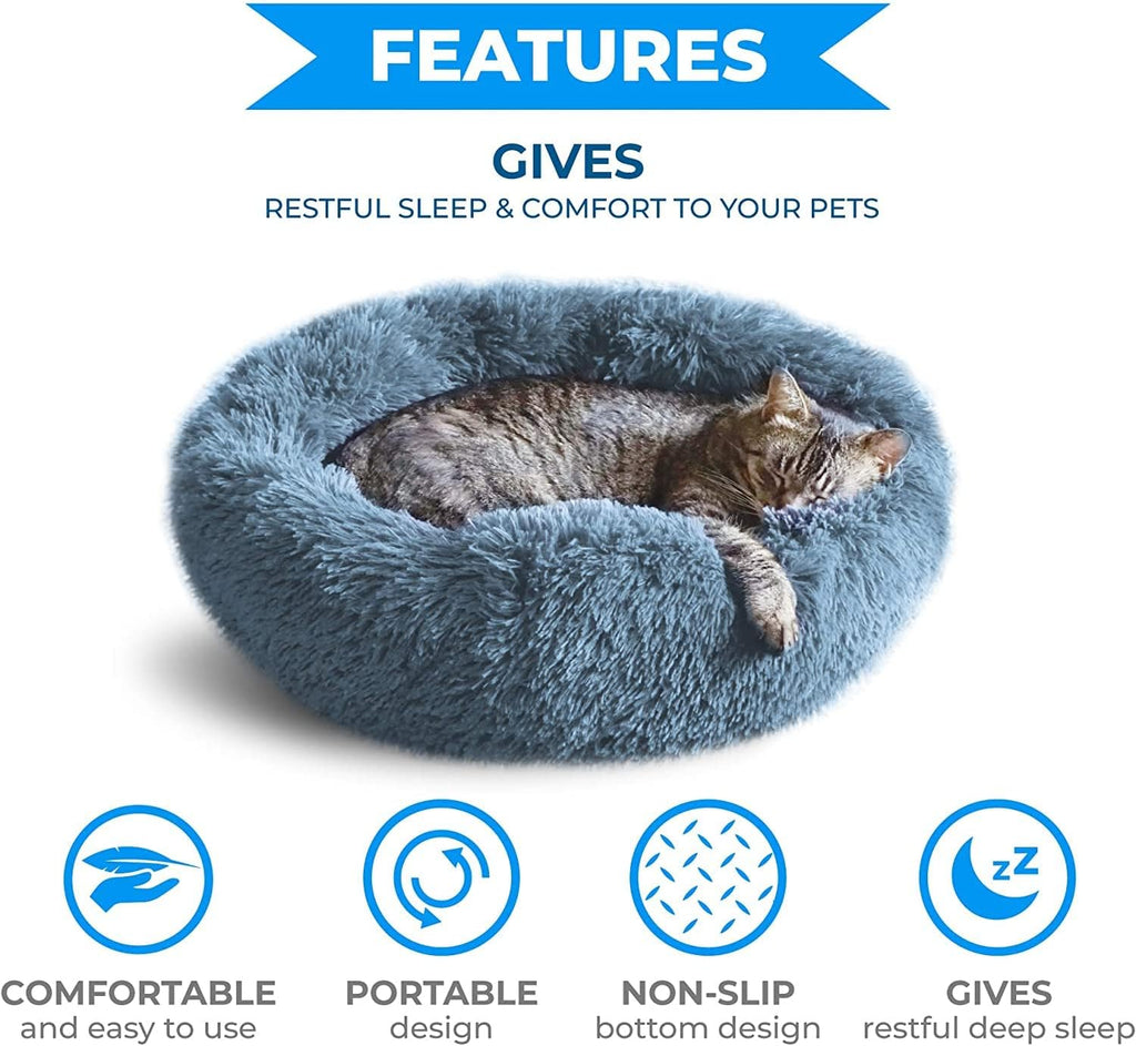 Whiskers & Friends Cat Bed, Washable Calming Pet Bed for Indoor Cats U90779
