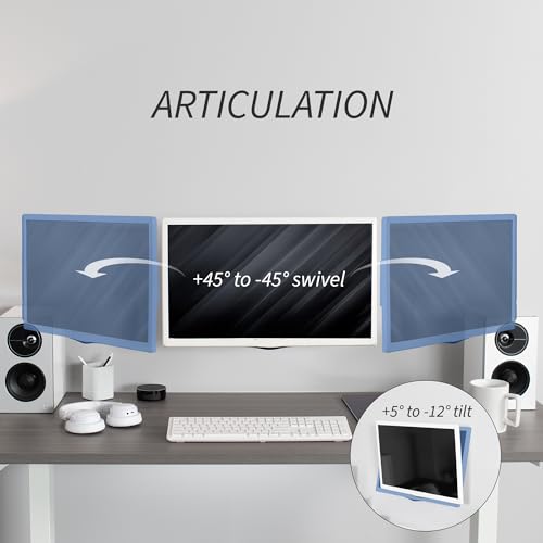 VIVO Full Motion Wall Mount for 27 inch LCD LED TV and Monitor, Tilt and Swivel, White L4422