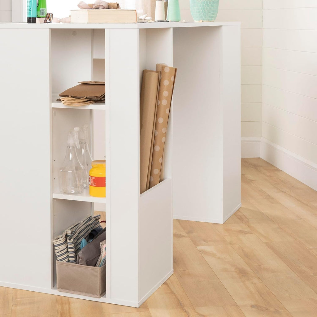 South Shore Crea Counter-Height Craft Table with Scratchproof Surface, Pure White A5430