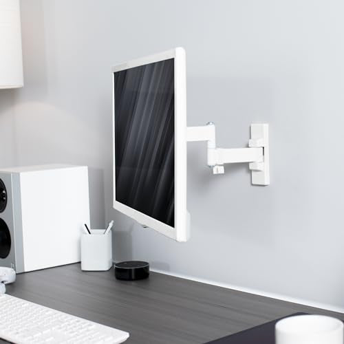 VIVO Full Motion Wall Mount for 27 inch LCD LED TV and Monitor, Tilt and Swivel, White L4422