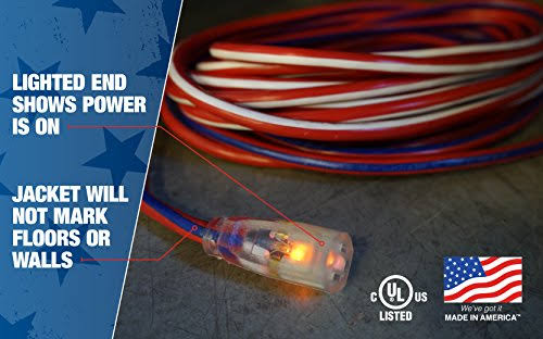 Southwire 50-Foot 12/3 Contractor Grade Extension Cord with Lighted End O270492