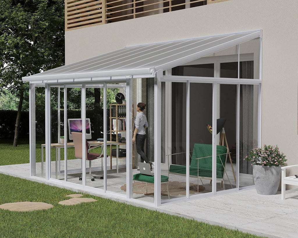 Palram Canopia SanRemo 10x14 Enclosed Patio Cover, White DIY Sunroom Kit with UV Protected Polycarbonate C60526