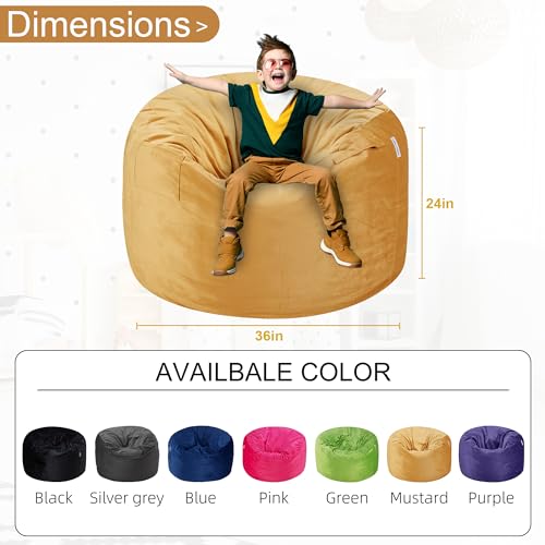 HABUTWAY Bean Bag Chair 4Ft Memory Foam with Microfiber Cover, Black H914