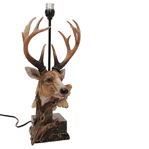 Rivers Edge Products Rustic Deer Table Lamp and Desk Lamp, Hand Painted Poly Resin, Rustic Home Decor and Unique Room Decor for Living Room or Bedroom, 40 Watt Bulb (Included), Design Deer