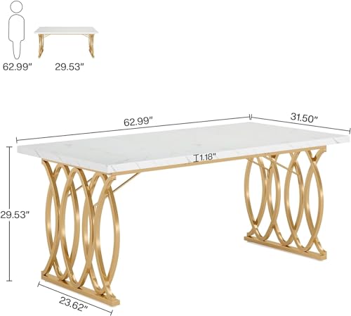 Tribesigns Executive Desk 63" W Modern Office Desk for Home Office, White Q485