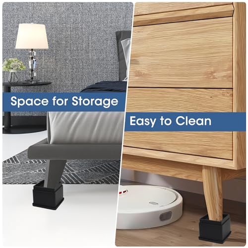 Bed Risers 2 inch, Set of 8, Adjustable Heavy Duty with Rubber Pad Y69478