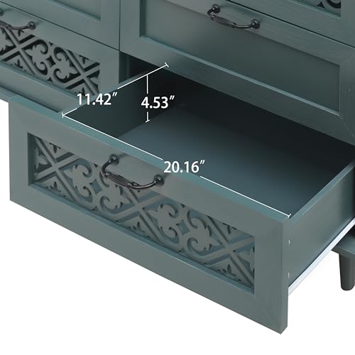 Farmhouse Sideboard Cabinet with 3 Doors and 3 Drawers, Blue Q824