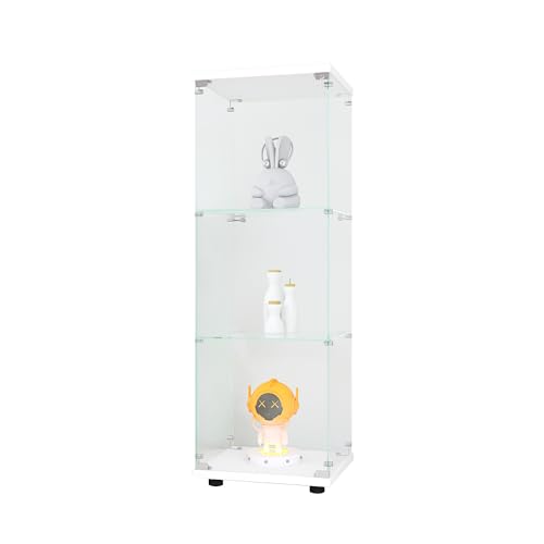 White Glass Display Cabinet with 3 Shelves L30487