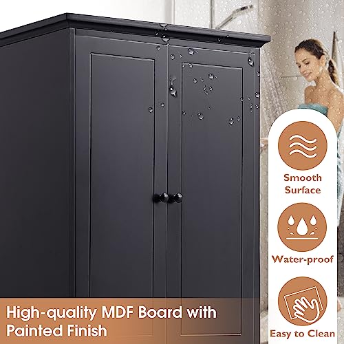 68.1" Tall Storage Cabinet with 2 Doors and 4 Drawers, Black I65705