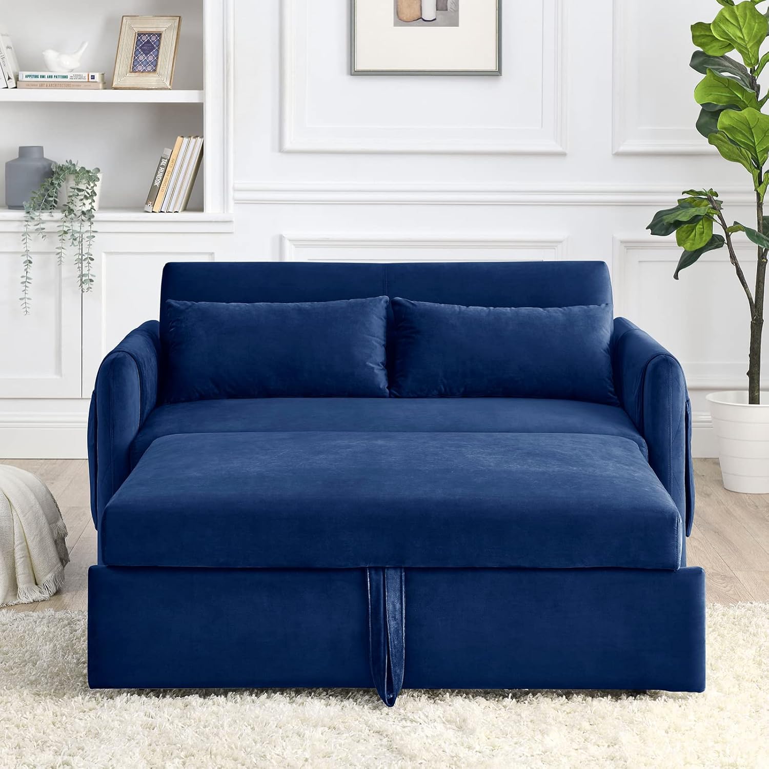 Ucloveria Sleeper Sofa Couch with Pull Out Bed, 55" Modern Velvet Convertible G4995