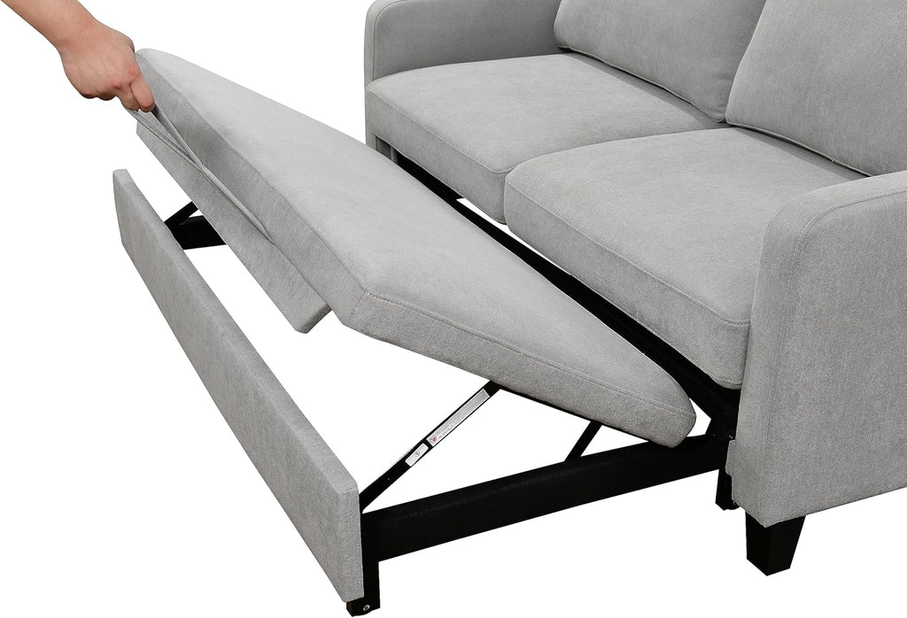 69" 3 in 1 Convertible Queen Sleeper Sofa Bed, Modern Fabric Loveseat Futon, Light Gray M509