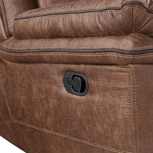 Ryland Polyester Manual Sofa with Dual Recliner, Brown V416032