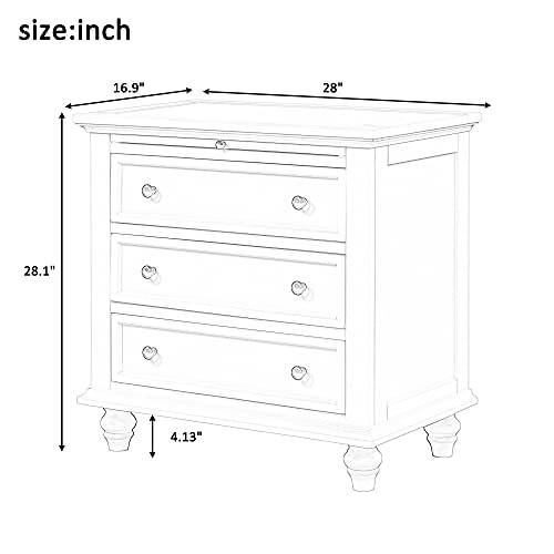Knocbel 3-Drawer Nightstand with Pull-Out Tray, Wooden Bedside Table, Blue S82972