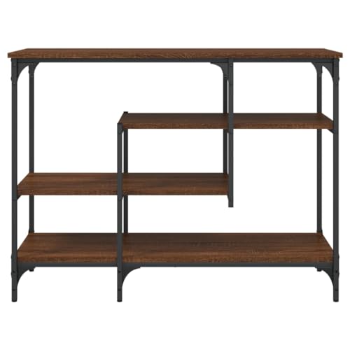 vidaXL Black Console Table with Shelves Engineered Wood Metal Frame P8073