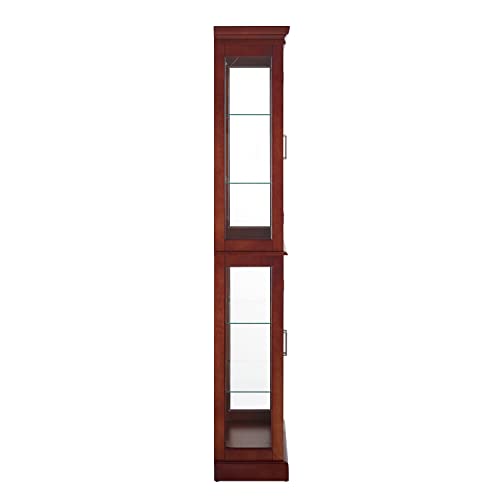 Lighted Glass Display Cabinet with Adjustable Shelves & Mirrored Back I4104