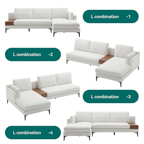 Modern Fort Modular Sofa with Reversible Chaise, Linen Fabric, Beige R892