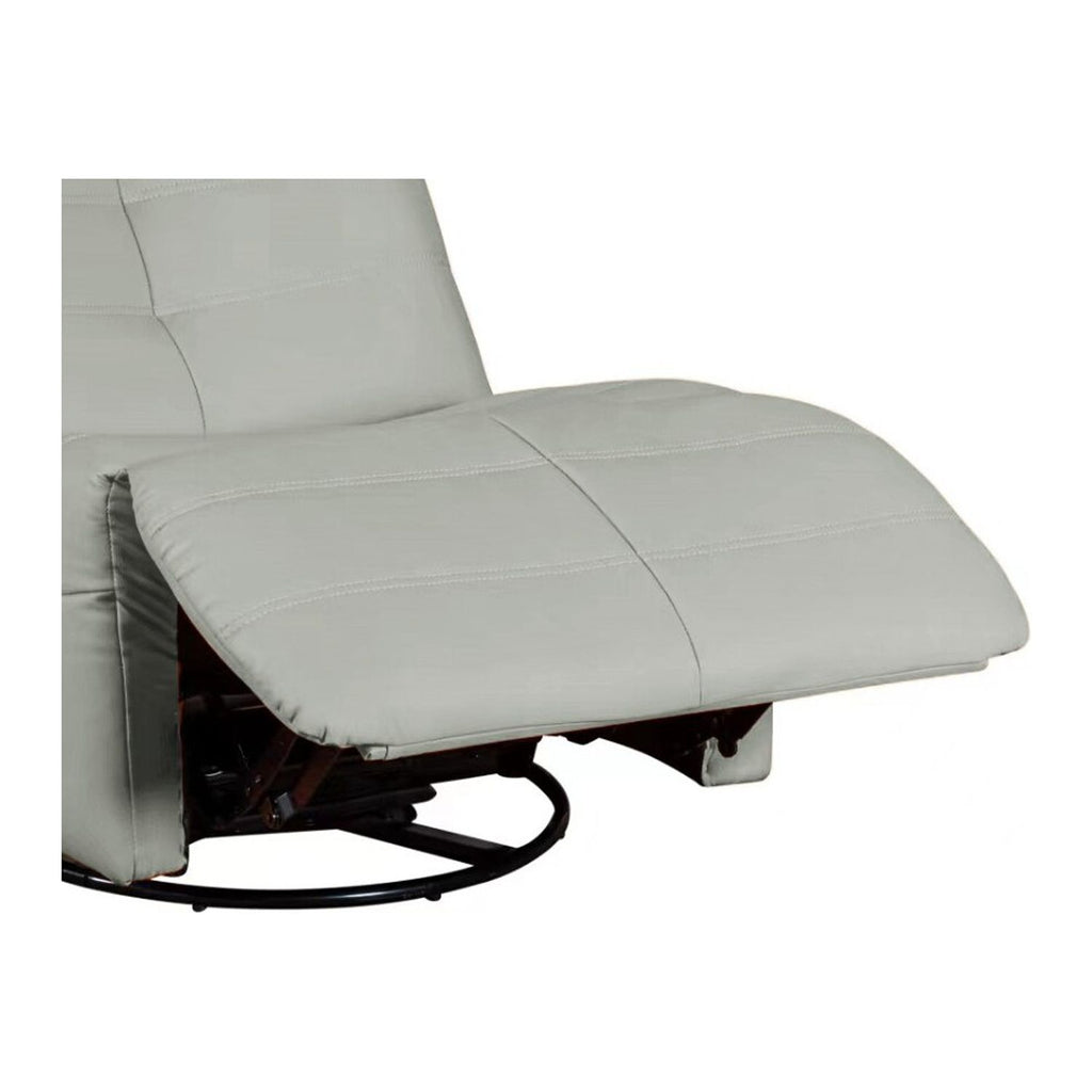Georgena Green-Gray Faux Leather Swivel Glider Recliner O45496