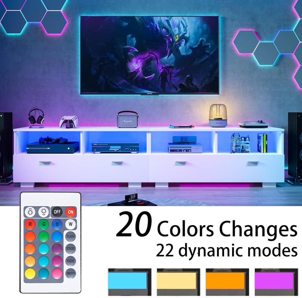 4 EVER WINNER TV Stand for 75+ Inch TV with Storage, White Q7111