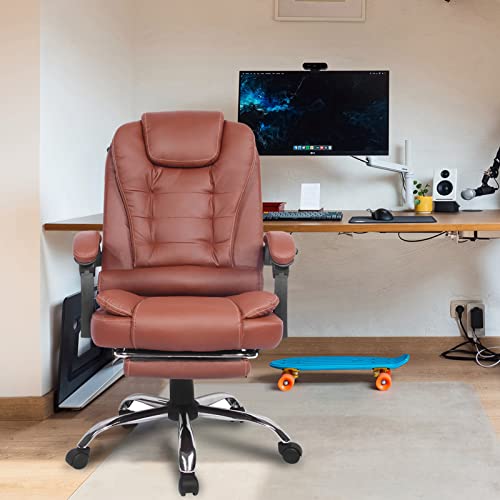 Big and Tall Ergonomic Leather Office Chair with Foot Rest, Brown C168705