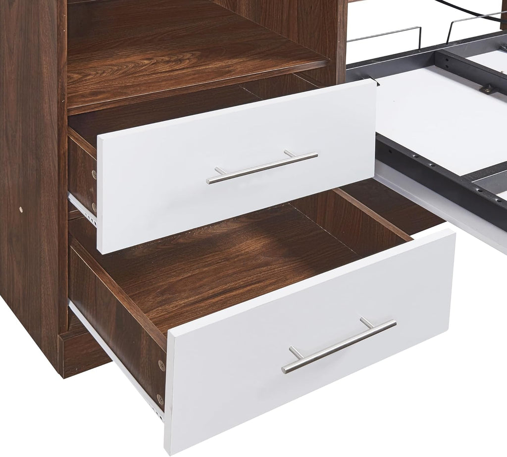 Harper & Bright Designs Twin Murphy Bed with Storage Drawers, White E9318