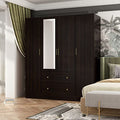 FAMAPY 4-Door Wardrobe Closet with Mirror, Armoires and Wardrobes with Drawers and Shelves, Armoire Wardrobe Closet with Hanging Rod, White (63”W x 19.7”D x 70.9”H)
