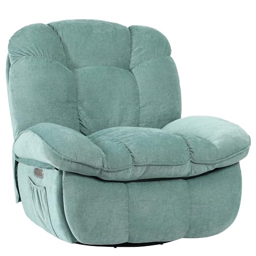 EDWELL Power Recliner Chair with Heated and Massage, Modern Swivel Rocking Recliner Chairs for Adults, Small Recliner Single Lounge Chair with USB,USB-C Ports for Living Room, Bedroom
