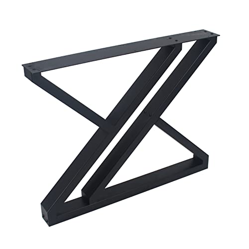 Metal Table Legs 28 Inch Heavy Duty Z Shape Set of 2 Black F9772