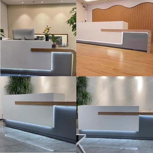 Reception Desk with Counter, Lockable Drawer & Door Cabinet, 120cm R558055