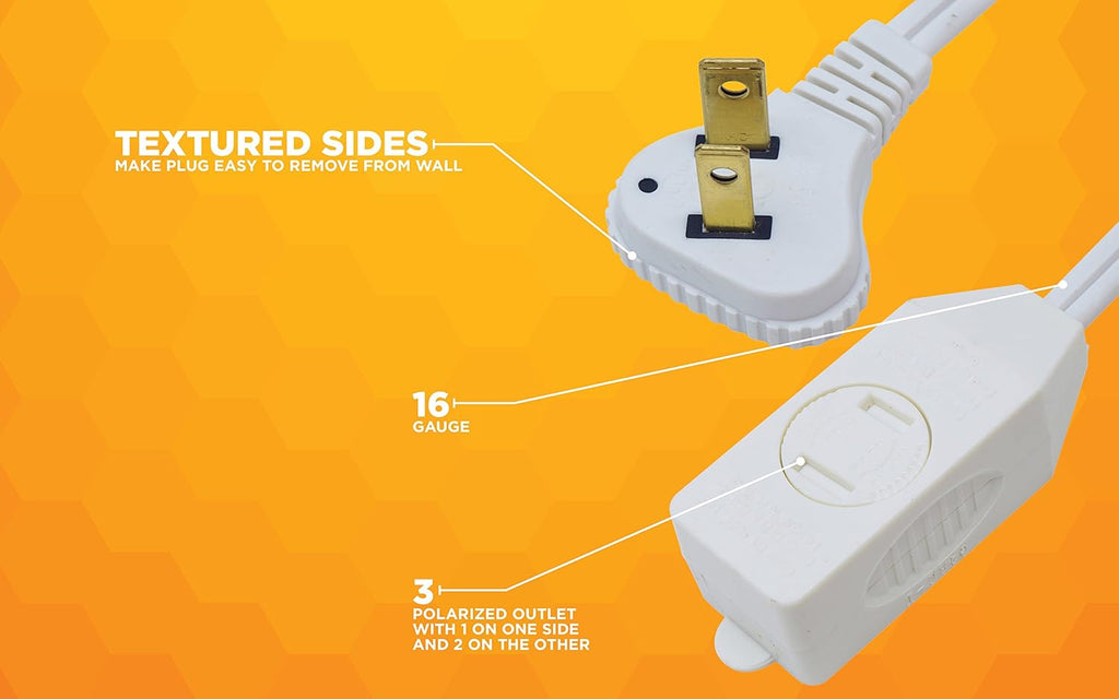 SlimLine 2237 Flat Plug Extension Cord, 2-Wire, 13-Foot, White F92137