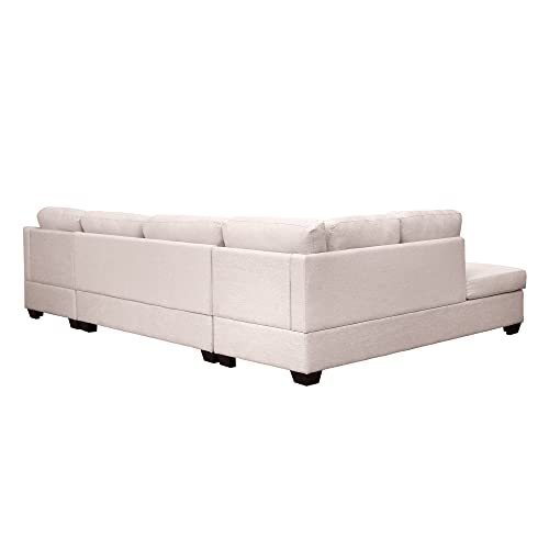 Modern U-Shape Sectional Sofa with Double Chaise Lounge, Beige H5039