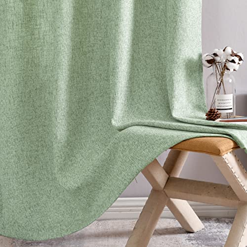jinchan Faux Linen Curtains Sage Green 84 Inches Rod Pocket 2 Panels H544