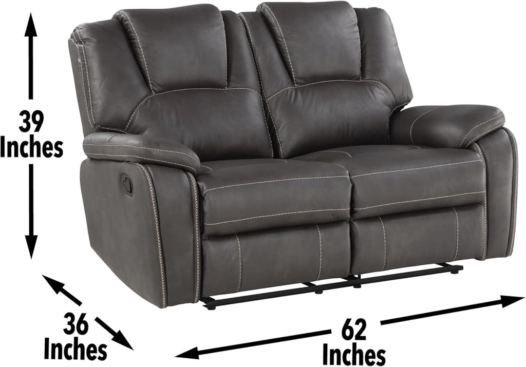 Manual Reclining Loveseat and 3-Seat Sofa Set, Charcoal M440