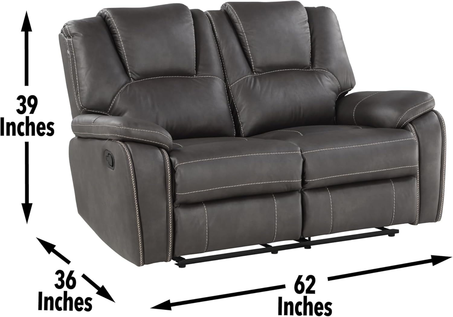 Manual Reclining Loveseat and 3-Seat Sofa Set, Charcoal M440