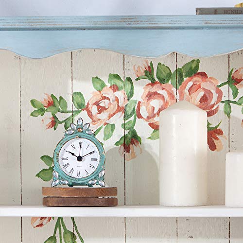 NIKKY HOME Small Table Clock with Faux Pearls, White A9876