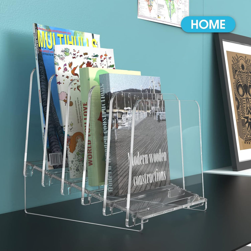 MaxGear 5-Section Acrylic Desk File Organizer, Clear J49880