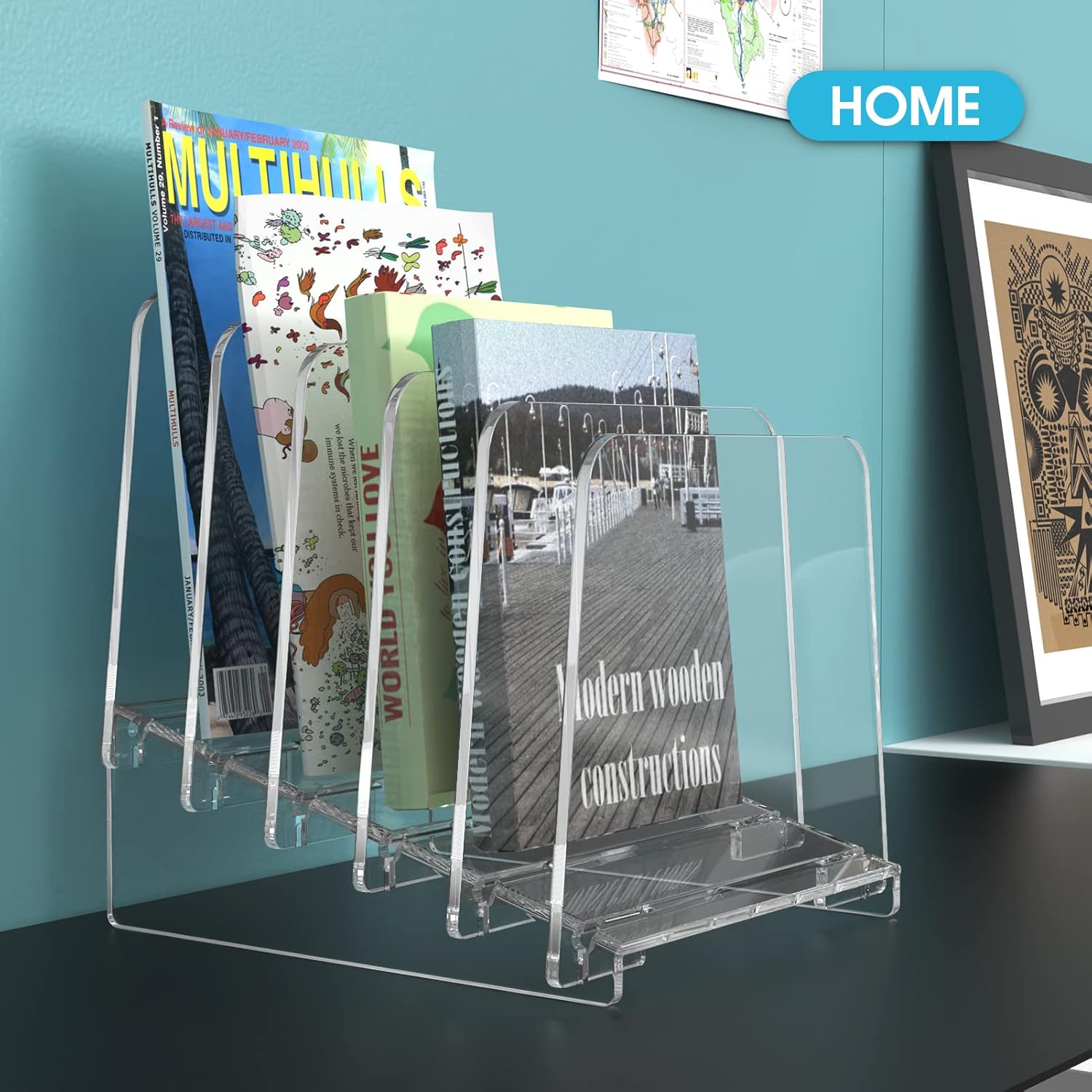 MaxGear 5-Section Acrylic Desk File Organizer, Clear J49880