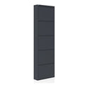 5 Tier Metal Shoe Cabinet with Cover, Durable Shoe Storage Organizer for Entryway, Space Saving Shoe Shelf Closet with Front Ventilation Holes, 5.91" x 66.5" x 19.68", Anthracite