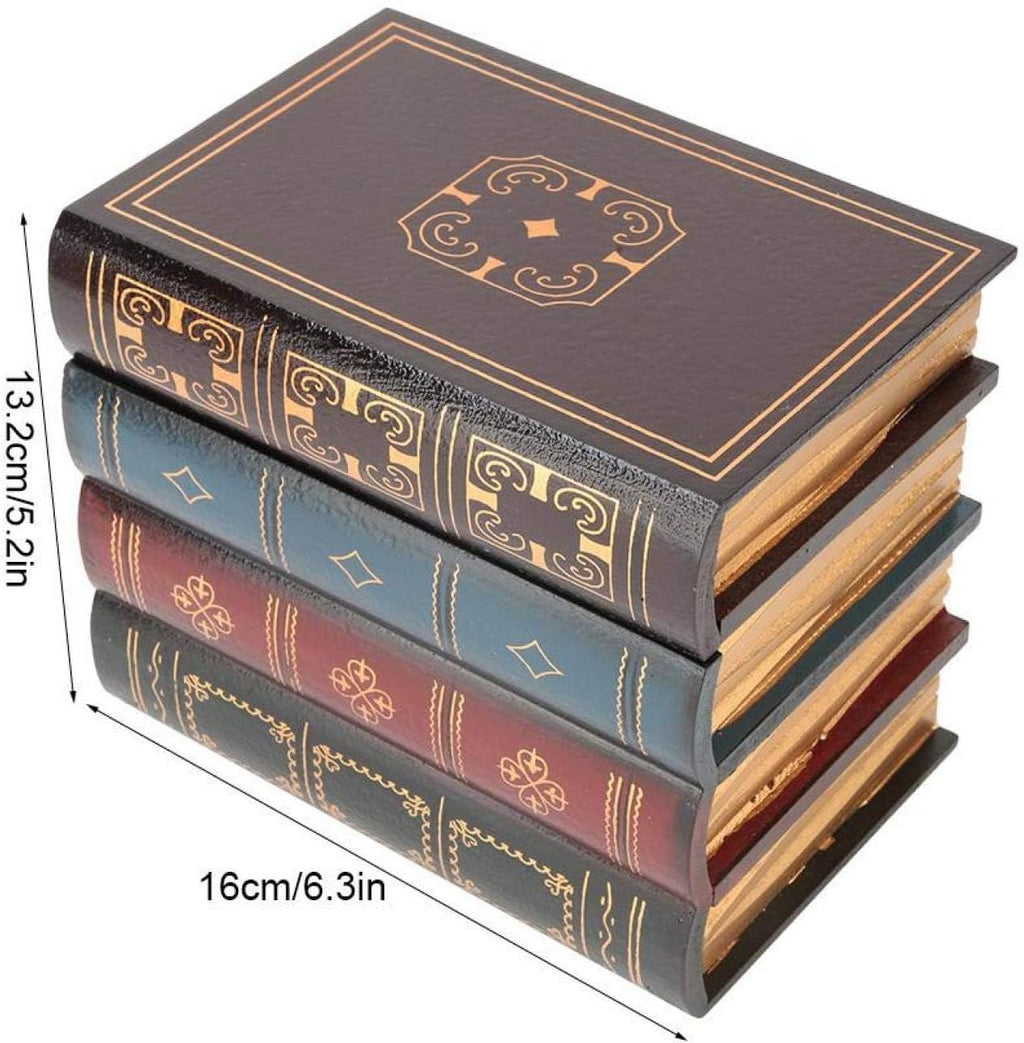Fake Books Wooden Storage Box Hidden Storage Decorative Antique Books M7384