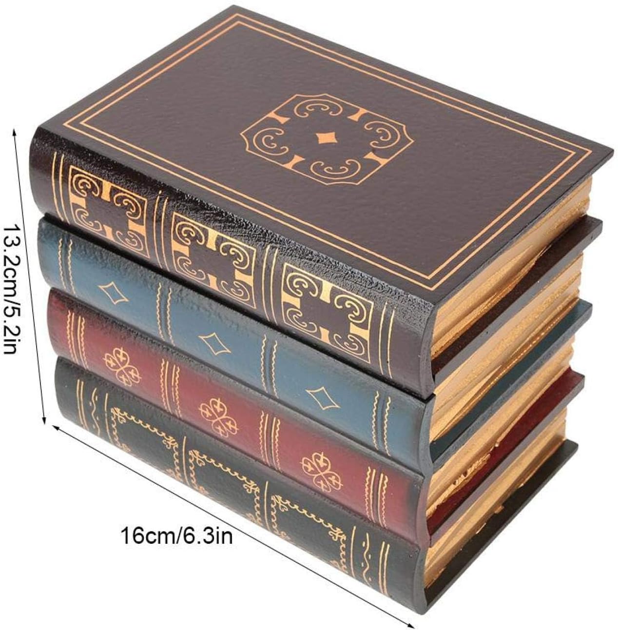 Fake Books Wooden Storage Box Hidden Storage Decorative Antique Books M7384