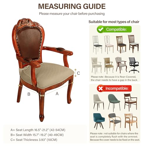 Jacquard Stretch Dining Chair Seat Covers Set of 4 with Zipper, Grey O3655