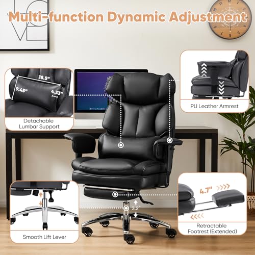 Sweetcrispy Executive Office Desk Chair Ergonomic High Back with Footrest, Black Z680915