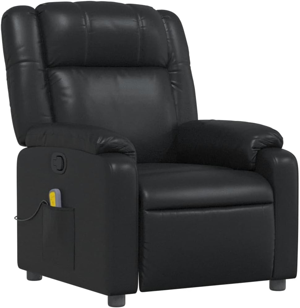 vidaXL Black Faux Leather Massage Recliner Chair U596125