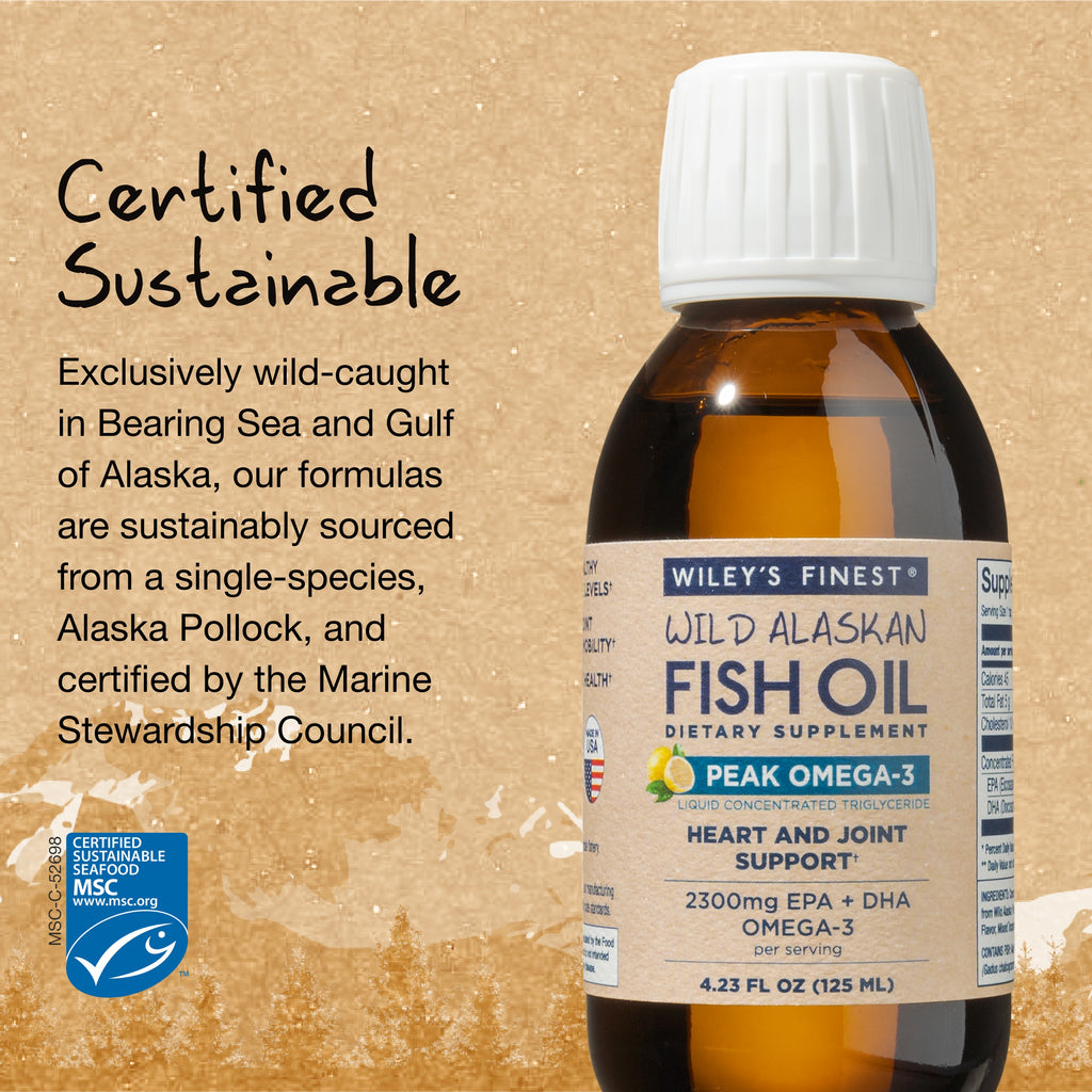 Wiley's Finest Wild Alaskan Fish Oil Peak Omega-3 Liquid, 4.23 oz. M42541