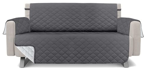 Utopia Bedding Reversible Oversized Sofa Couch Cover, Water Resistant Slipcover Furniture Protector with Foam Sticks and Elastic Straps for Kids Dogs Pets (3.5 Seater, Brown/Beige)