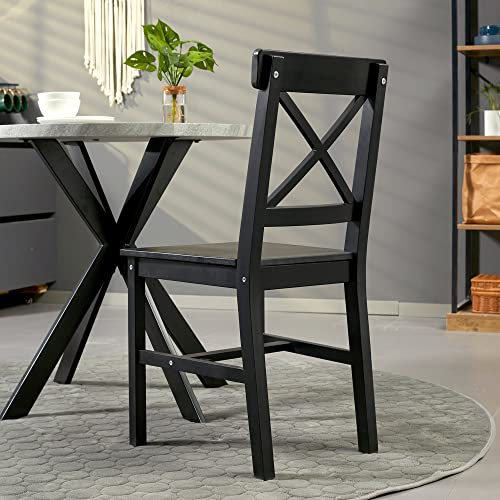 HOMCOM Modern Farmhouse Dining Chairs Set of 2, Wooden Cross Back, Black M618837