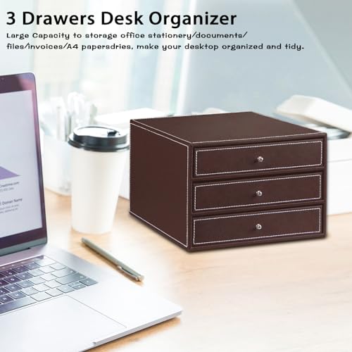 PU Leather Desk Organizer with 3 Drawers X71030