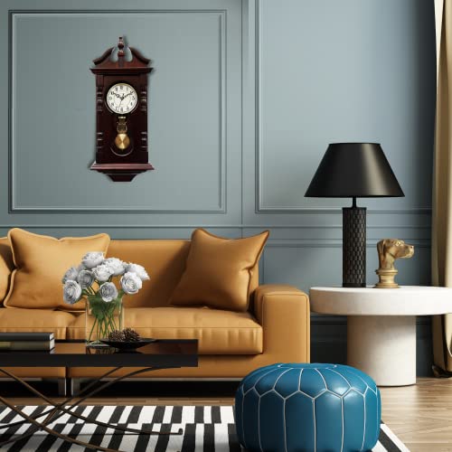 Grandfather Wall Clock Battery Operated Wood Pendulum with Westminster Chime K83714