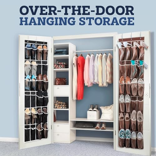ZOBER Over The Door Shoe Organizer 3 Pack - 12 Mesh Pockets, White Q215158