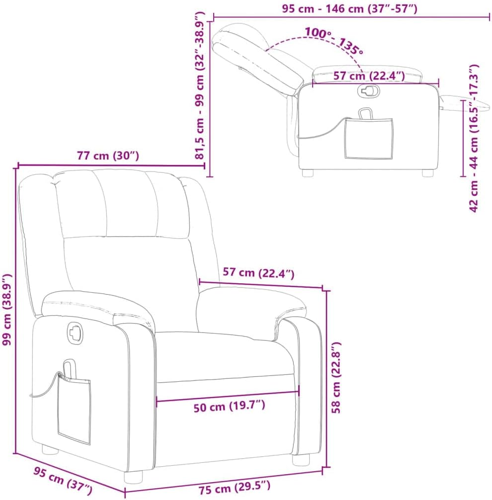 vidaXL Black Faux Leather Massage Recliner Chair U596125